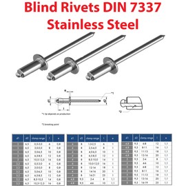 4.8mm Rivets Stainless Steel Type A Blind Rivet Dome Head Din 7337 (Pack of 50) (4.8mm x 20mm)