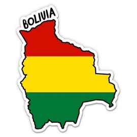 Squiddy Bolivia Map with Flag - Vinyl Sticker Decal for Phone, Laptop, Water Bottle - 3"