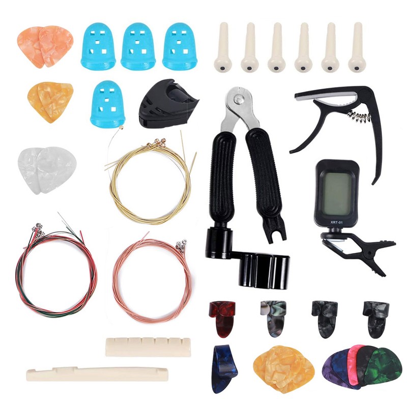 Guitar Accessories Kit Tuner Strings Changing Capo Picks Nail Cover