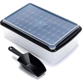 U Chef Bandeja para Cubitos de Hielo con Tapa y Contenedor para Congelador, Molde para hacer Hielo de 55 Cavidades para cóctel, café, de Fácil Liberación, con Cuchara para Hielo (Negro)