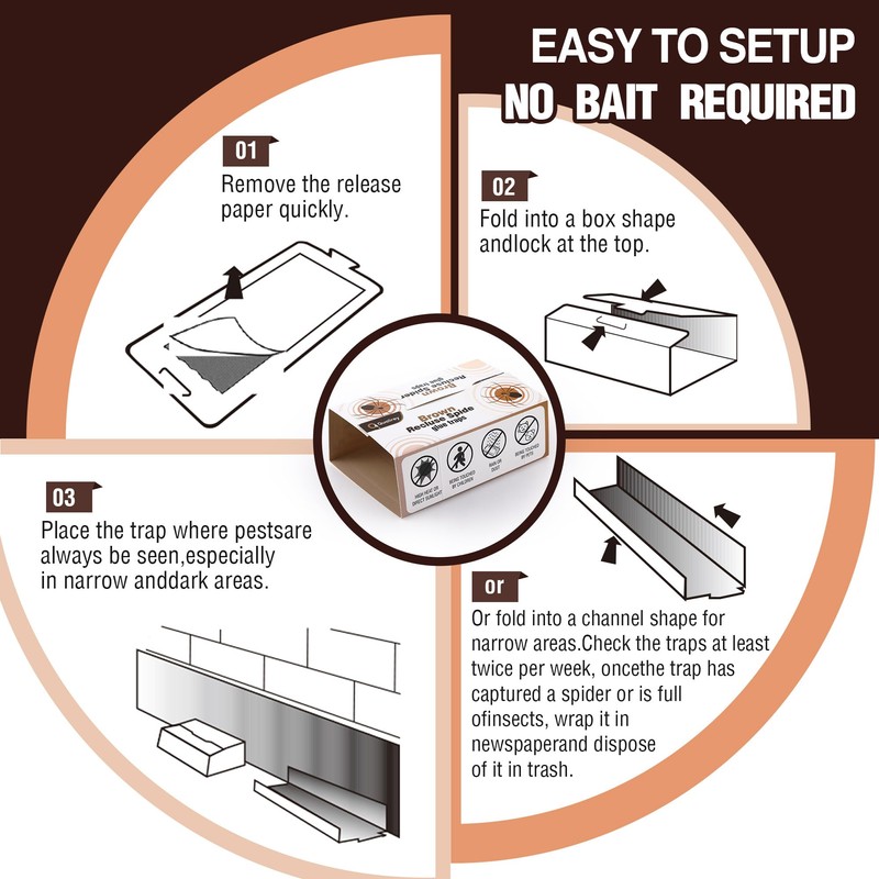 Qualirey 12 Pack Spider Traps Indoor for Brown Recluse Spiders,