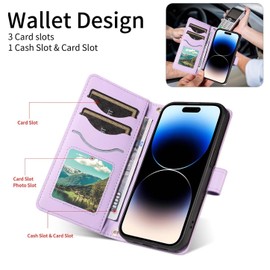 ILING Case for HONOR X7c / HONOR 200 Smart 5G, Elegant Luxurious Women's Wallet PU Leather Shockproof Flip Folio Cover with RFID Blocking, Card Slots, Kickstand, Wrist Strap (Purple)