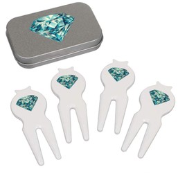 Azeeda 'Fancy Blue Cut Diamond' Golf Divot Tool/Repair Fork Gift Set (GO00071871)