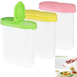 MITUMOMO 3 Pcs Spice Jars with Lids, 250ml Spice Boxes Storage, Clear Spice with Folding Lids, BPA Free Plastic Storage Cans for Kitchen Spices, Salt, Sugar, Pepper Used