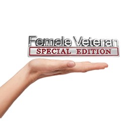 Fidida 2PC Female Veteran Special Edition Emblem Decal Car Letters 3D Metal Badge Style Fit for Car Trunk Silver Red
