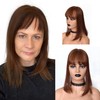 FQNing Hair Topper with Bangs Crown Coverage 5 * 5.5'' Cap size, 130% Density Straight Remy Hair Full Hand Tied Hair Piece (Medium brown, Bangs 4#, 14 Inch)