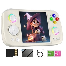 RG Cube Retro Handheld Game Console , Android 13 System Unisoc T820 Processor 3.95 Inch IPS Touch Screen 5200mAh Battery 16 Million Color RGB Joystick Lighting(White)
