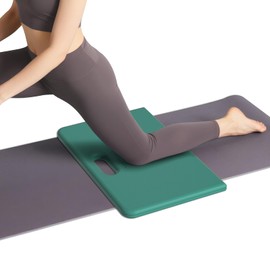 WOHAO Yoga Knee Pad - Foldable Non-Slip POE Cushion, Folding Support Pad with Handle, Lightweight & Portable for Yoga, Pilates, Fitness (Peacock Green + Cheese Orange)
