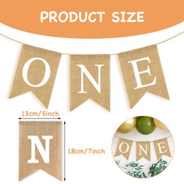 Benaewa First Birthday ONE Banner for Boy or Girl Baby, 1st Birthday Decorations, Hanging Burlap ONE Bunting