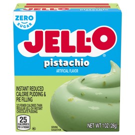 Jell-O Zero Sugar Instant Pudding & Pie Filling Mix, Pistachio Flavor, Reduced Calorie Dessert for Baking, Pies & No-Bake Recipes, 1 oz (Pack of 12)