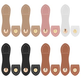 Qaestuan Pack of 8 Leather Buckles, Sew on Pocket Closure, Leather Straps with Press Studs, PU Leather Snap Buckles, Pocket Closure for Crochet Bags, Wallets, Notebooks, Jackets, Brown, Khaki, Black,