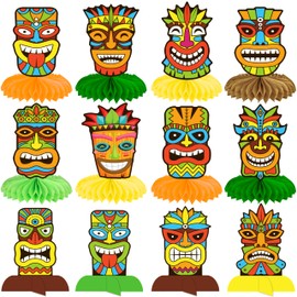 Hawaiian Luau Honeycomb Centerpiece Hawaiian Party Decorations Tiki Tropical Table Toppers for Hawaii Birthday Beach Pool Party Supplies