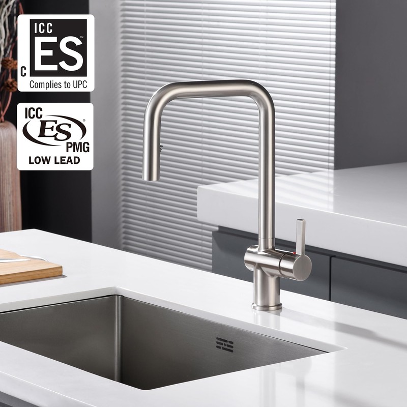 SUMERAIN Pull Down Kitchen Sink Faucet with Sprayer Brushed Nickel