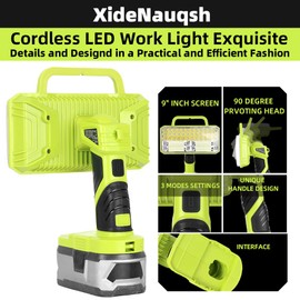 Work Light for RYOBI 18V Battery, 4200LM 40W Cordless LED Light Outdoor Jobsite Light Flashlight, 90 Degree Pivoting Head for Hiking Car Respir Camp Garage Emergrncy Lighting (Batteries Not Included)