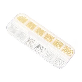 TOVINANNA 12-Piece Mixed Color Metal Steel Beads for Nail Art Decoration DIY Manicure Charms Suitable for Professional and Home Use