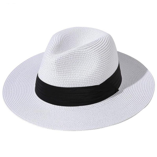 Women Wide Brim Straw Panama Roll up Hat Fedora Beach