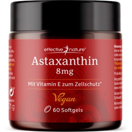 Astaxanthin Vegan - 60 Capsules for One Month - Developed and Produced in Iceland - Astaxanthin Capsules High Dose with 8 mg per Day - With Vitamin E