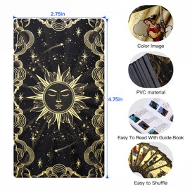 SUNHHX Tarot Cards, 78 Gold foil Tarot Cards Deck for Beginners and Professional Player with Box Tarot PVC Durable Waterproof Wrinkle Resistant (Black Gold)