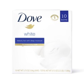 Dove Beauty Bar More Moisturizing than Bar Soap White Effectively Washes Away Bacteria, Nourishes Your Skin 3.75 oz, 10 Bars