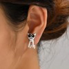 Zenvie Cartoon Kitty Cat Earrings - 3D Jacket Stud Black