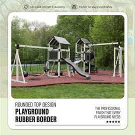 Playsafer 4' Flexible Interlocking Rubber Edging Border System for Playgrounds, Swing Sets, and Play Areas - 4 in. High X 48 in. Long X 3in. Wide - Round Top (2, Terra Cotta)
