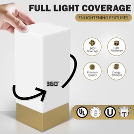 Enlighten Shabbos Lamp, Kosher lamp for Shabbat & Yom Tov, Gold Table Lamps and Nightlight for Bedroom Living Room, LED Dimmable Square Table lamp, (10W Eqv 75W, 730LM, 3500K,)