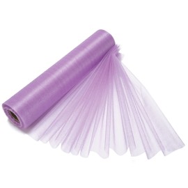WedDecor 25m x 29cm Snow Sheer Organza Rolls Glitter Fabric for Table Runner Sashes Wedding Decoration, Chair Cover Bows, Table Back Drop, Ribbon Crafting Supplies, Lilac Purple