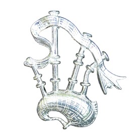 William Sturt Scottish Bagpipe Brooch Hand Cast in German Pewter, Tin