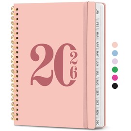 2026 Planner, Weekly and Monthly Calender Planner, Jan 2026 to Dec 2026, Hardcover 2026 Calendar Planner Book with Tabs & Inner Pocket, Office Home School Supplies for Women & Men - A5 (6.3" x 8.5"), Pink