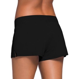 Aleumdr Women's Swim Boardshort Bikini Bottom Shorts Swimming Suits Panty Bathing Suit Shorts for Women Swim Short De Bain Femme Small Black