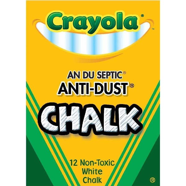 Crayola Nontoxic Anti-Dust Chalk, White, 12 Sticks/Box (50-1402) (3 Pack)