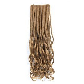 Loose Wave Synthetic Dreadlock Extensions 24 Inch Honey Blonde Double Ended Wave Dreads 10 Strands DE Wave Dread Extensions Braid in Handmade Hippie Dreads Thin Wool Dreads for Women
