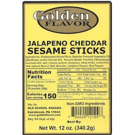Golden Flavor - Jalapeno Cheddar Sesame Sticks - 12 oz bags (8 Pack)