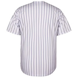 QTWW INC Mens Baseball Jersey Button Down Blank Solid Color Short Sleeve Shirts Hipster Hip Hop Active Team Sports Uniforms White&Stripe XXXXL