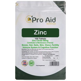 Zinc Tablets 50mg | Easy to Swallow | One per Day |100 Pack by ProAid | Made in UK