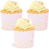 50 Pack Gold Polka Dot Paper Baking Cups, Pink Cupcake