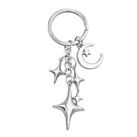 OTETTS Silver Y2K Star Keychain Cute Celestial Charm Durable Metal Key Ring for Keys Bags Aesthetic Gift Car Party Decor，G