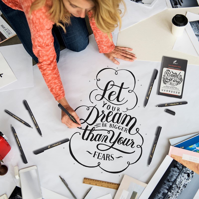 GETHPEN Calligraphy Pens, Hand Lettering Pens, 8 Size Calligraphy Pens
