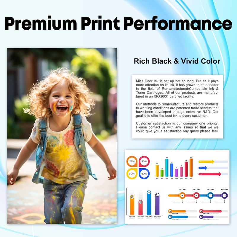 Miss Deer LC404 Black Ink Cartridges Compatible Replacement for Brother