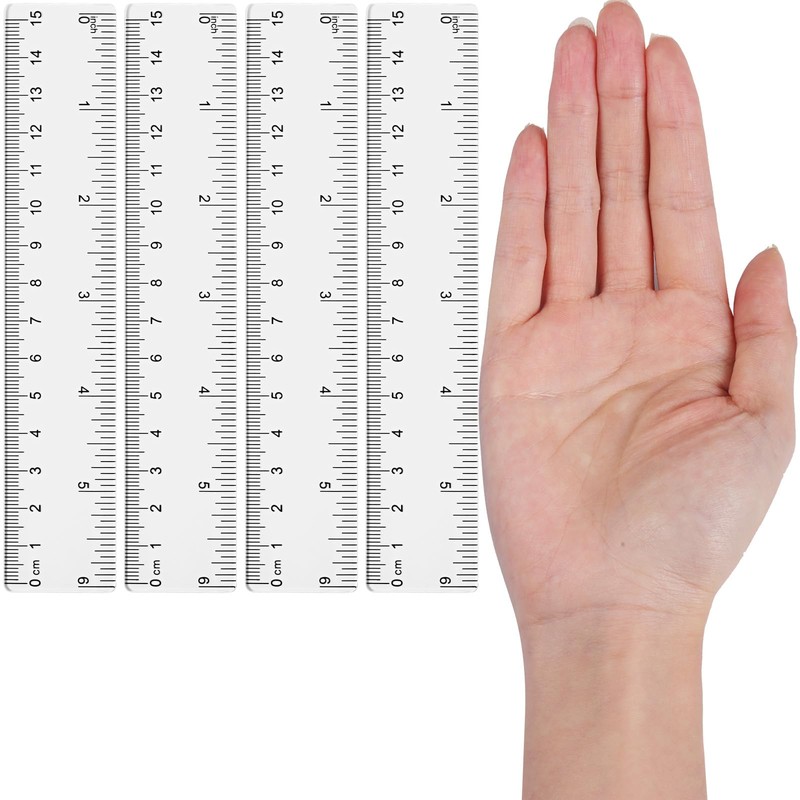 Zonon 6 Pcs 6 Inch Ruler Bulk Clear Plastic Flexible