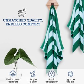 Casa Lino Large Beach Towel Set - Beach Towels Oversized - Highly Absorbent & Quick Dry Pool Towels - Soft 100% Cotton Large Bath Towel Set - 60" x 30" - Pack of 4 - (Green)