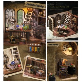 Flever Dollhouse Miniature DIY House Kit Creative Room with Furniture for Romantic Valentine's Gift (William' s Magic House)