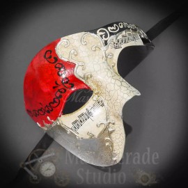 BeyondMasquerade Mens Musical Phantom of the Opera Venetian Classic Masquerade Mask [Red/Silver]