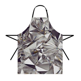 Moslion Diamond Crystal Apron for Women Men Shine Glitter Sparkle Adjustable Kitchen Chef Apron for Cooking Baking BBQ Chef 27x31 Inch
