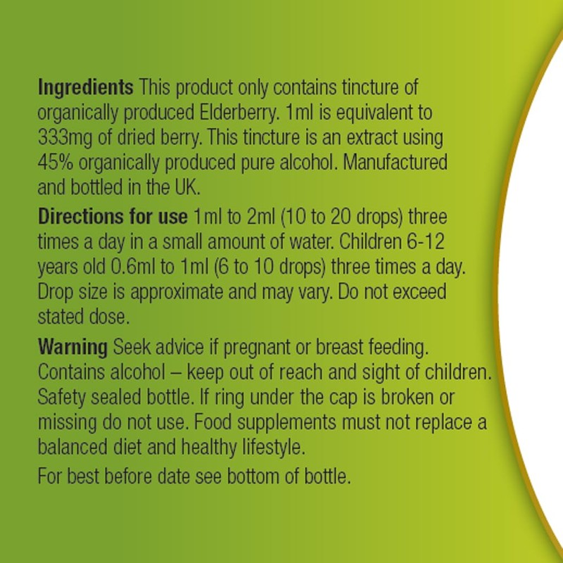 Organic Herbal Remedies 100ml Elderberry Tincture