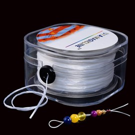 Elastic Band for Bracelets, 0.3 mm White Transparent Spool, 200 m Clear Tear-Resistant Nylon Cord, for Pearl Jewellery Bracelets Crafts