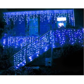 NOVADEAL 110V 3.5M/11ft 96 LED Linkable Fairy Curtain String Light with 8 Modes for Indoor/Outdoor/Garden/Patio/Christmas Party Holiday Decoration - Blue