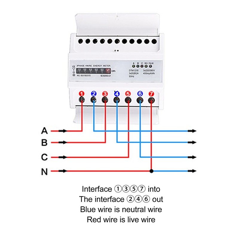 Digital Electric Energy Meter 7P 3 Phase Energy Meter DIN