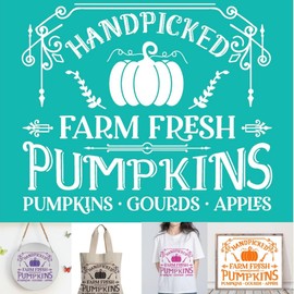 Alinacutle Farm Fresh Pumpkins Reusable Silk Screen Stencils, Self-Adhesive Silkscreen Printing Stencil for Home Decor,Paint on Wood/Fabric/Wall/Cup/Plate/Glass/Paper 8.5" x 11"