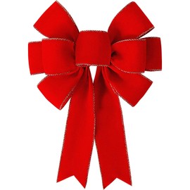 DHRUTI Christmas Bow, Christmas Red Bow, Christmas Tree Bows, Large Bow, Christmas Wreath Bow Decorative Bow for Christmas Tree, Home (Pack of 1)